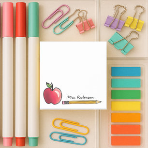 Personalisierter Lehrer für Apfel und Bleistift 3  Post-it Klebezettel