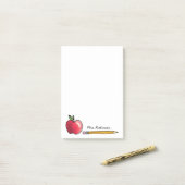 Personalisierter Lehrer für Apfel und Bleistift 4 Post-it Klebezettel (Auf Schreibtisch)