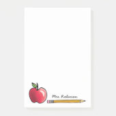 Personalisierter Lehrer für Apfel und Bleistift 4 Post-it Klebezettel (Vorderseite)