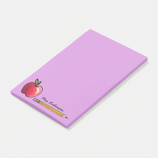 Personalisierter Lehrer für Apfel und Bleistift Li Post-it Klebezettel (angewinkelt)