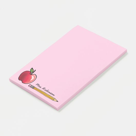 Personalisierter Lehrer für Apfel und Bleistift Pi Post-it Klebezettel (angewinkelt)