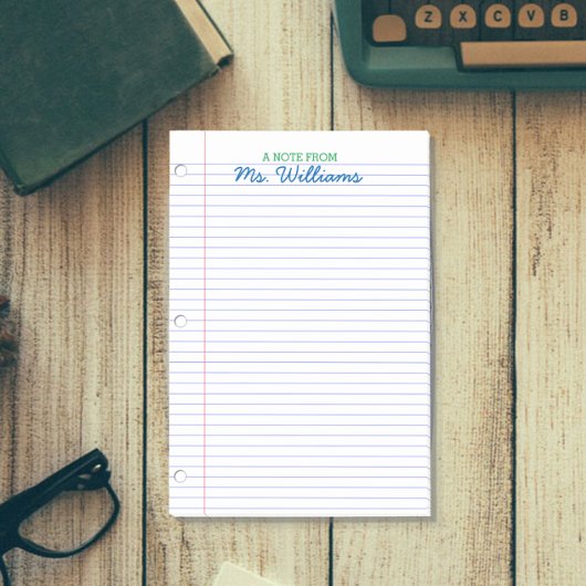 Personalisierter Lehrer für das Linken von Papier Post-it Klebezettel