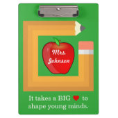 Personalisierter Lehrer für maßgeschneiderte Schul Klemmbrett (Vorderseite)