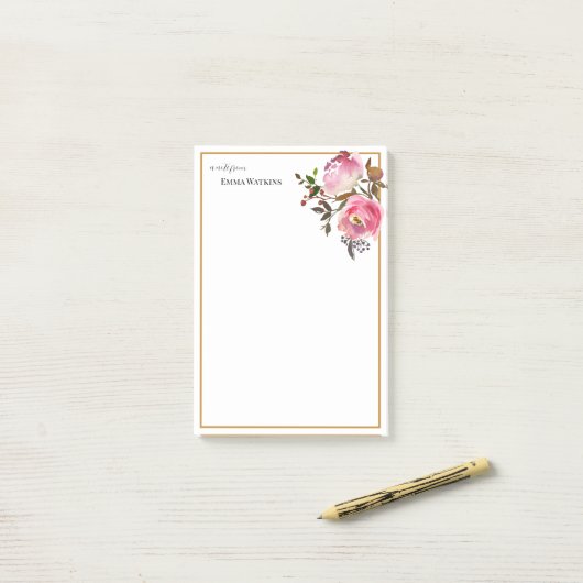 Personalisierter Lehrer grenzt an Rose im Herbst Post-it Klebezettel (Auf Schreibtisch)