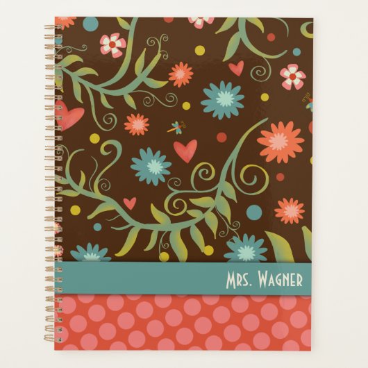 Personalisierter Lehrer Hübsche Libelle Planer (Vorderseite)