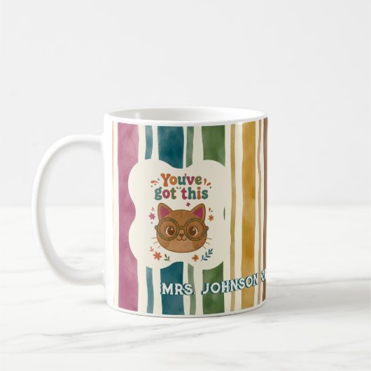 Personalisierter Lehrer-Katzenbecher | Benutzerdef Kaffeetasse (Links)