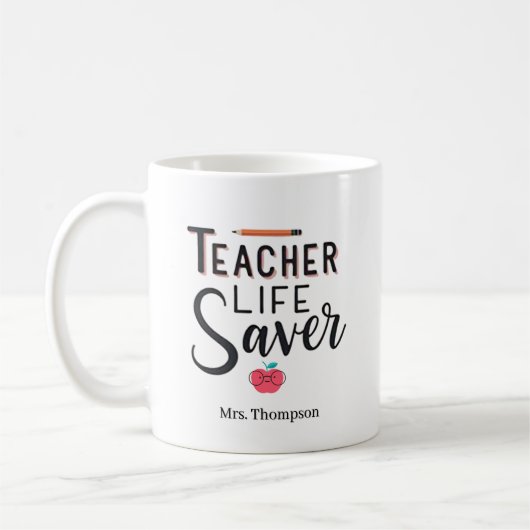 Personalisierter Lehrer Lebensretter Kaffeetasse (Links)
