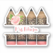 Personalisierter Lehrer Leopard Druckstift Aufkleber (Vorderseite)