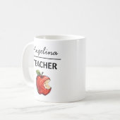 Personalisierter LEHRER Name Apple Geschenk Kaffeetasse (Vorderseite Links)
