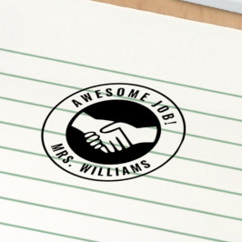 Personalisierter Lehrer Name Handshake School Grad Permastempel