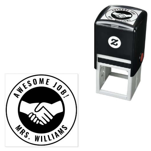 Personalisierter Lehrer Name Handshake School Grad Permastempel (Beispiel)