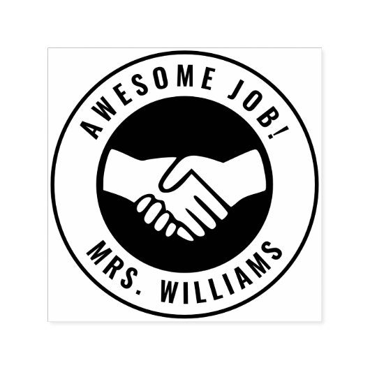 Personalisierter Lehrer Name Handshake School Grad Permastempel (Design)