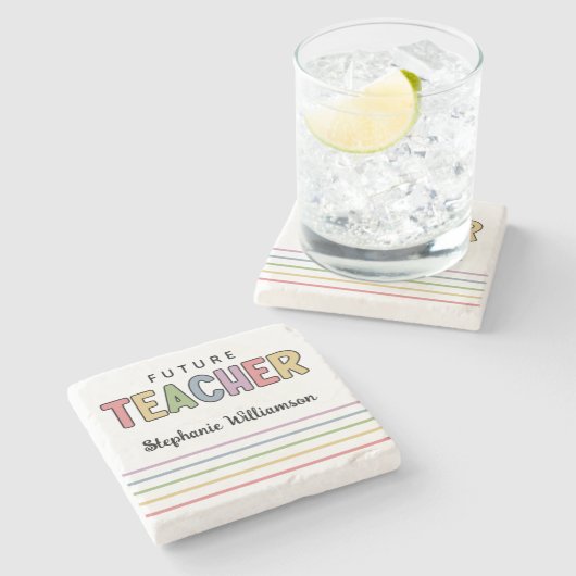 Personalisierter Lehrer - Niedlich Steinuntersetzer (Seitenansicht)