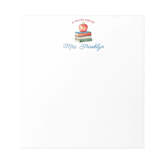 Personalisierter Lehrer Niedlicher Aquareller Notizblock (Vorderseite)