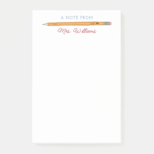 Personalisierter Lehrer Notepad Illustrierter Stif Post-it Klebezettel (Vorderseite)