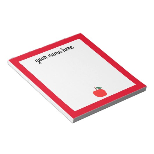 Personalisierter Lehrer Notepad mit einem Apple Notizblock (angewinkelt)