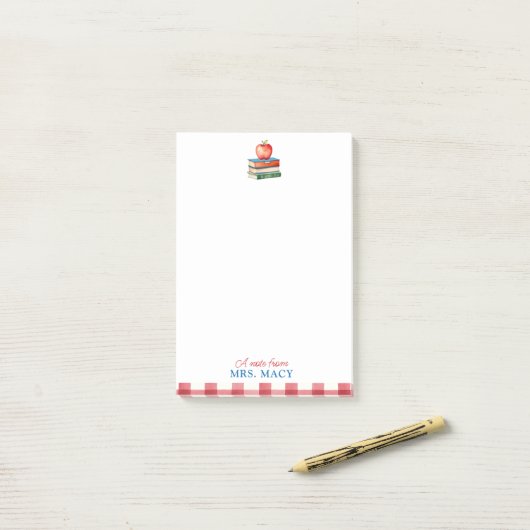 Personalisierter Lehrer Notepad Niedlich Apple Pos Post-it Klebezettel (Auf Schreibtisch)