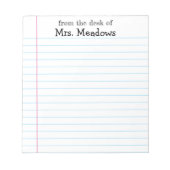 Personalisierter Lehrer Papier vom Schreibtisch Notizblock (Vorderseite)