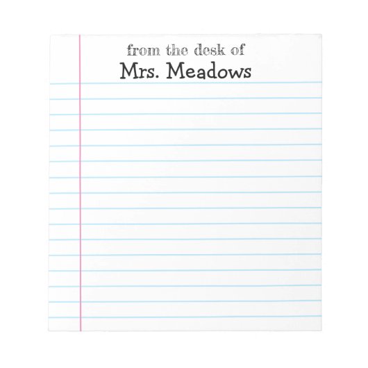 Personalisierter Lehrer Papier vom Schreibtisch Notizblock (Vorderseite)