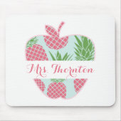 Personalisierter Lehrer Preppy Ananas-Druck-Apples Mousepad (Vorne)