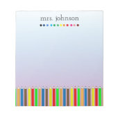 Personalisierter Lehrer Rainbow-Bleistift-Notepad Notizblock (Vorderseite)