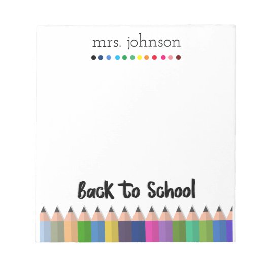 Personalisierter Lehrer Rainbow-Bleistift-Notepad Notizblock (Vorderseite)