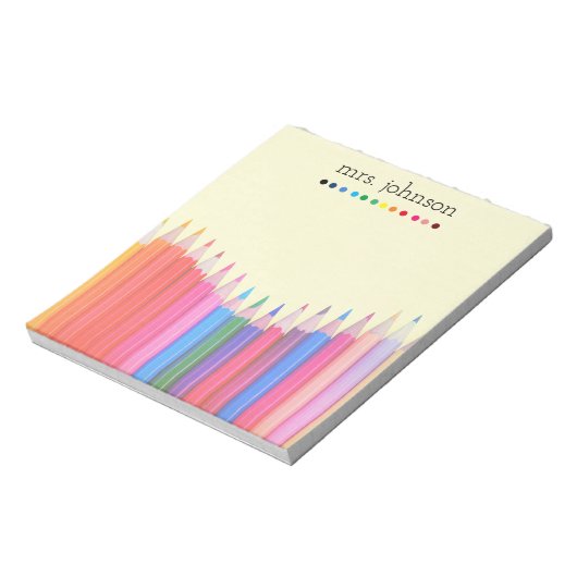 Personalisierter Lehrer Rainbow-Bleistift-Notepad Notizblock (Rotiert)