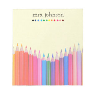 Personalisierter Lehrer Rainbow-Bleistift-Notepad Notizblock