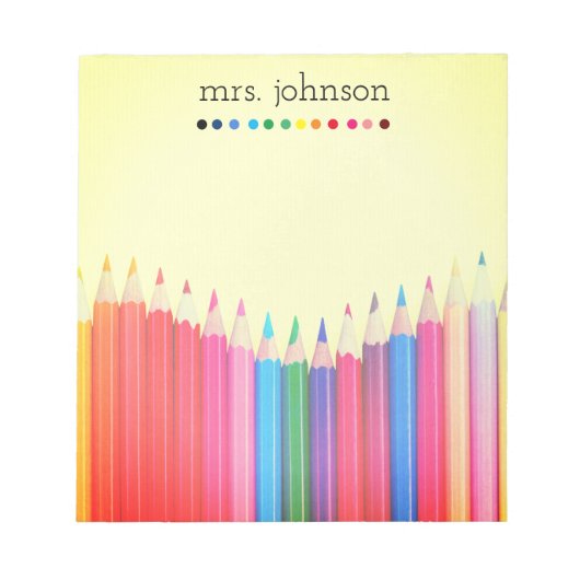 Personalisierter Lehrer Rainbow-Bleistift-Notepad Notizblock (Vorderseite)