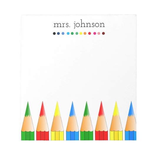 Personalisierter Lehrer Rainbow-Bleistift-Notepad Notizblock (Vorderseite)
