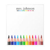 Personalisierter Lehrer Rainbow-Bleistift-Notepad Notizblock (Vorderseite)