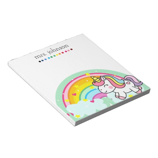 Personalisierter Lehrer Rainbow-Bleistift-Notepad Notizblock (angewinkelt)