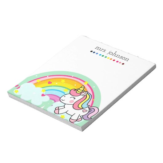 Personalisierter Lehrer Rainbow-Bleistift-Notepad Notizblock (Rotiert)