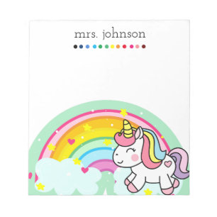 Personalisierter Lehrer Rainbow-Bleistift-Notepad Notizblock