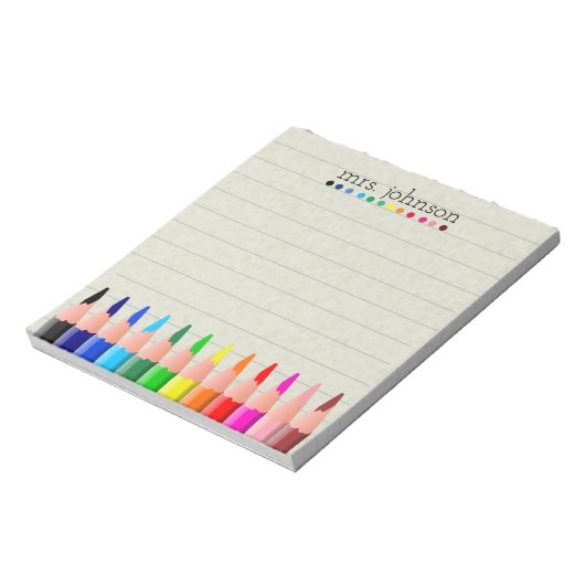 Personalisierter Lehrer Rainbow-Bleistift-Notepad Notizblock (Rotiert)