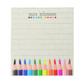 Personalisierter Lehrer Rainbow-Bleistift-Notepad Notizblock (Vorderseite)
