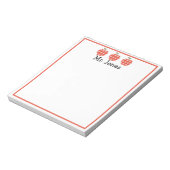 Personalisierter Lehrer Red Apple Gingham Kariert Notizblock (Rotiert)