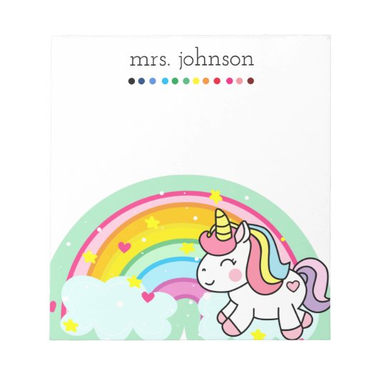 Personalisierter Lehrer Regenbogen Bleistift Notiz Notizblock (Vorderseite)