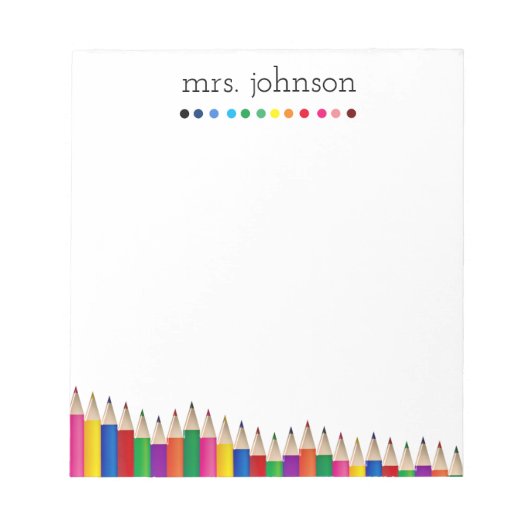Personalisierter Lehrer Regenbogenstift Notizblock (Vorderseite)