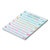 Personalisierter Lehrer Regenbogenstift Notizblock (Rotiert)