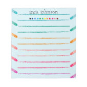 Personalisierter Lehrer Regenbogenstift Notizblock (Vorderseite)