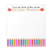 Personalisierter Lehrer Regenbogenstift Notizblock (Vorderseite)