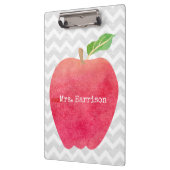 Personalisierter Lehrer-rotes Apple-graues Klemmbrett (Links)