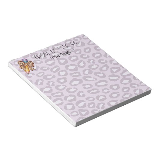 Personalisierter Lehrer, tierischer Stift Notizblock (angewinkelt)