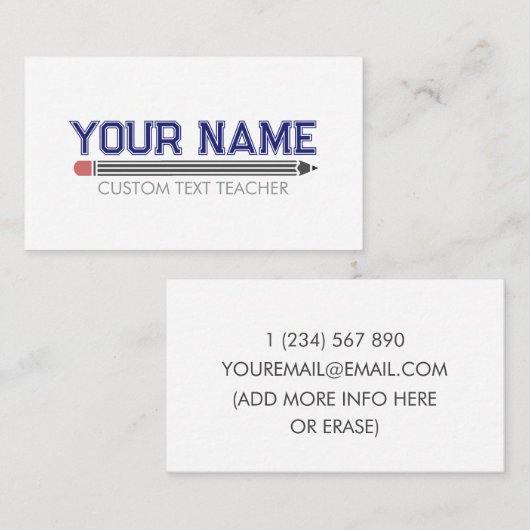 Personalisierter Lehrer Visitenkarte (Vorne/Hinten)