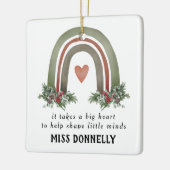 Personalisierter Lehrer Weihnachts-Regenbogen Keramikornament (Links)