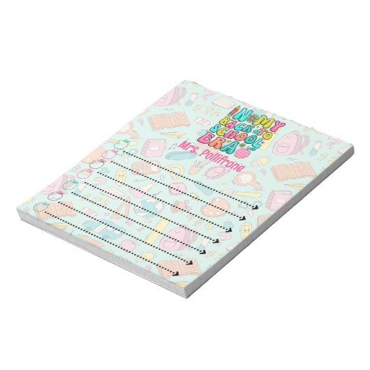 Personalisierter Lehrer zurück zur Schulzeit, um e Notizblock (Rotiert)