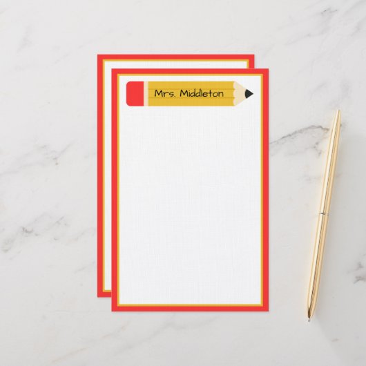 Personalisierter Lehrerbleistift Briefpapier (Vorderseite/Rückseite Beispiel)