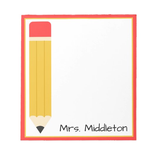 Personalisierter Lehrerbleistift Notizblock (Vorderseite)