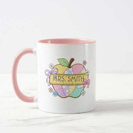 Personalisierter Lehrermug mit Apfelmotiv Tasse (Links)